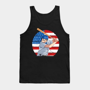 Baseball Player Home run Hitter American Flag Tank Top